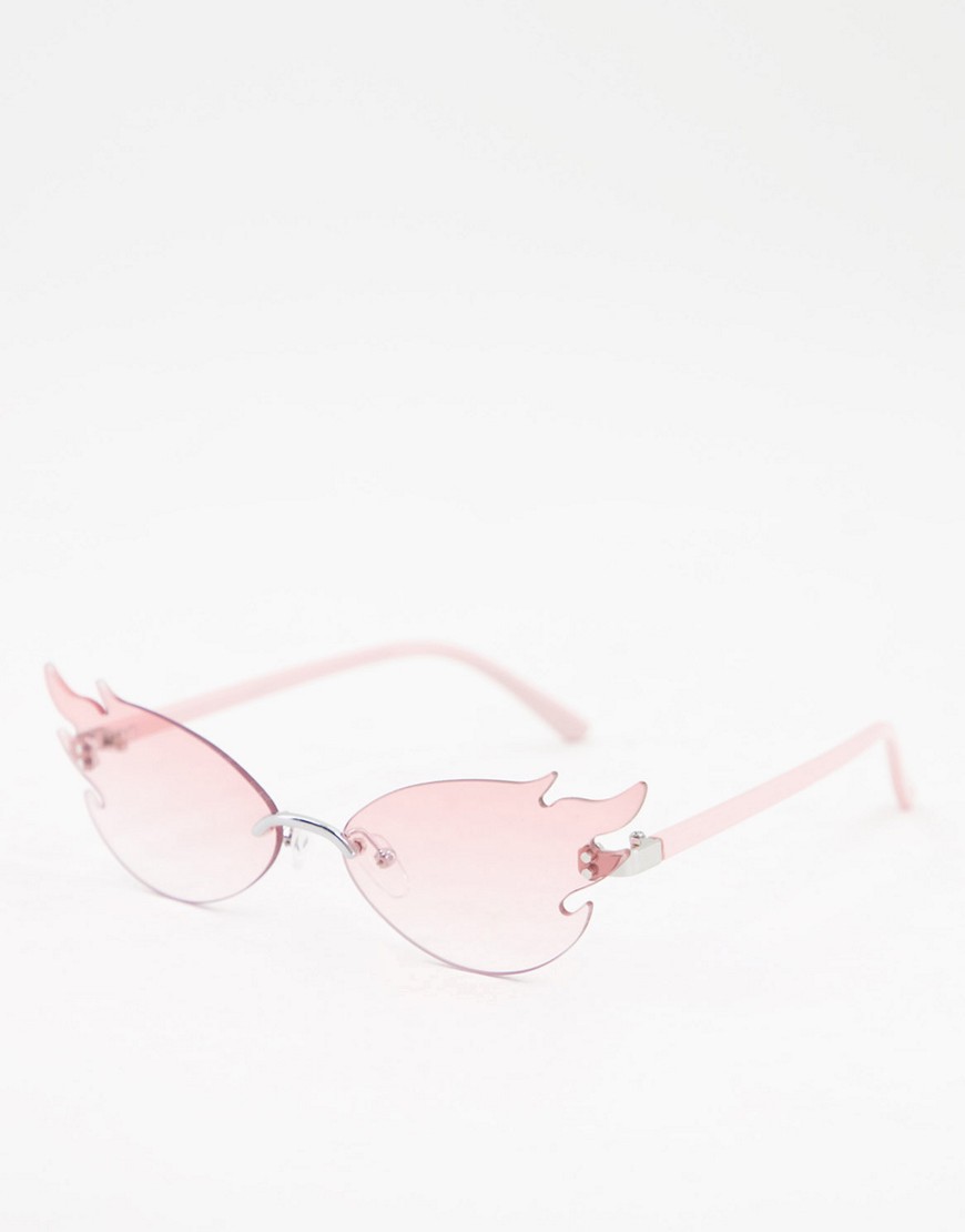 ASOS DESIGN rimless flame fashion glasses in pink