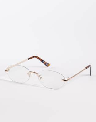 ASOS DESIGN ASOS DESIGN rimless glasses in gold metal frame with clear lens