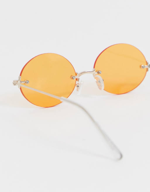 ASOS DESIGN rimless retro sunglasses with gradient lens in gold finish