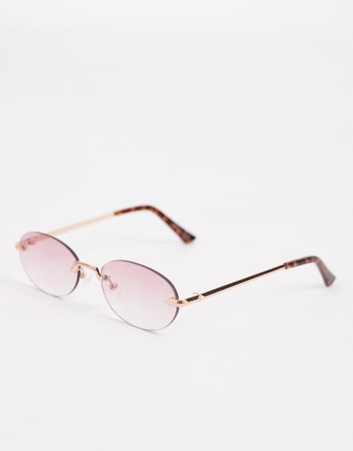 ASOS DESIGN rimless oval sunglasses with lenses and metal arms, 2 of 3