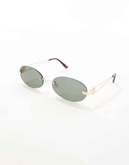 ASOS DESIGN rimless oval sunglasses with smoke lenses and  display picture 1
