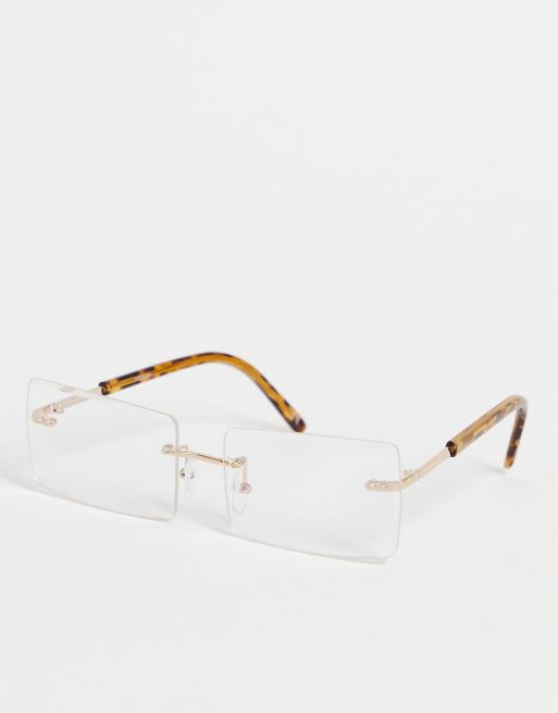 Rimless square hot sale frame glasses