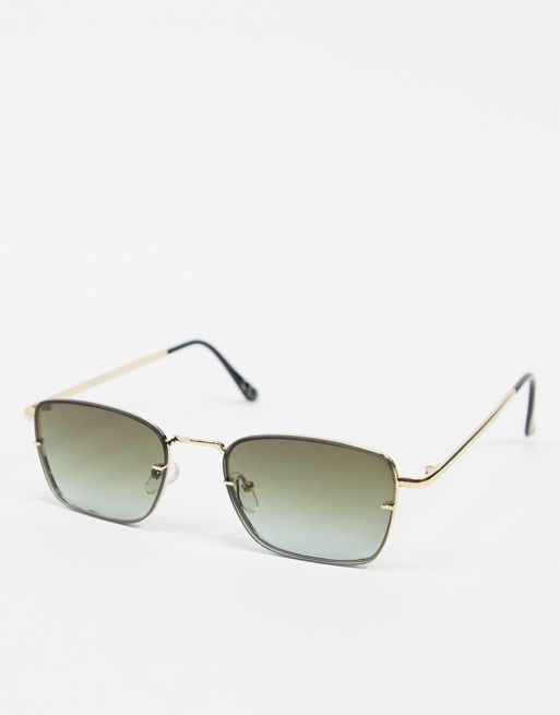 ASOS DESIGN rimless retro sunglasses with gradient lens in gold