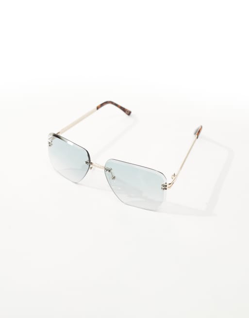 ASOS DESIGN rimless sunglasses in silver with tort detailing, 3 of 4