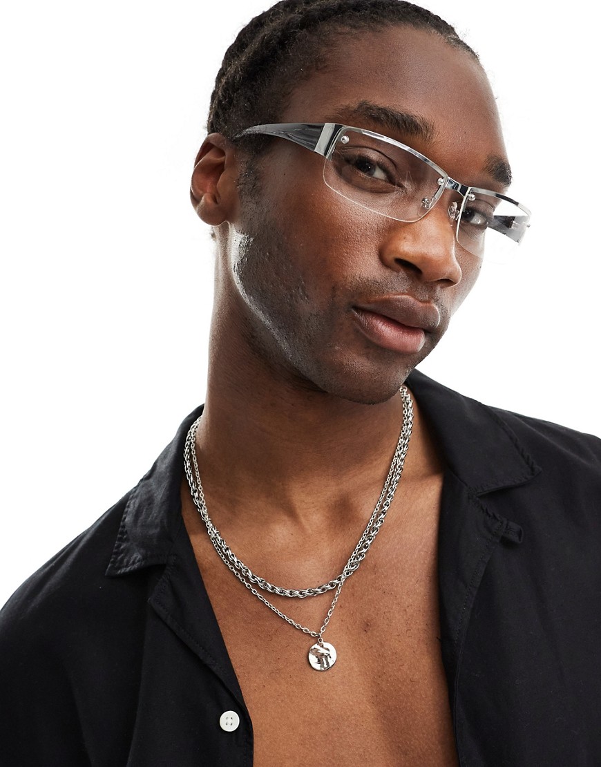 Asos Design Rimless Sunglasses With Clear Lens In Black