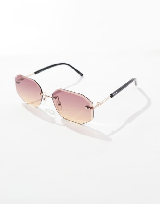 ASOS DESIGN rimless sunglasses with purple gradient  metal silver frame, 2 of 3