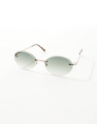 Asos Design Rimless Sunglasses With Round Lens In Gold