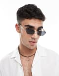 [ASOS DESIGN] ASOS DESIGN rimless sunglasses with smoke rectangle lenses and metal gold frame No Size GOLD