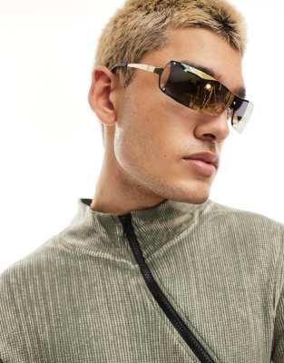 FhyzicsShops DESIGN rimless wrap sunglasses in gunmetal