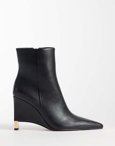 ASOS DESIGN Rin wedge ankle boots in black - view 1