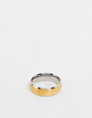 ASOS DESIGN – Ring aus Edelstahl in gebürsteter Goldoptik-Goldfarben