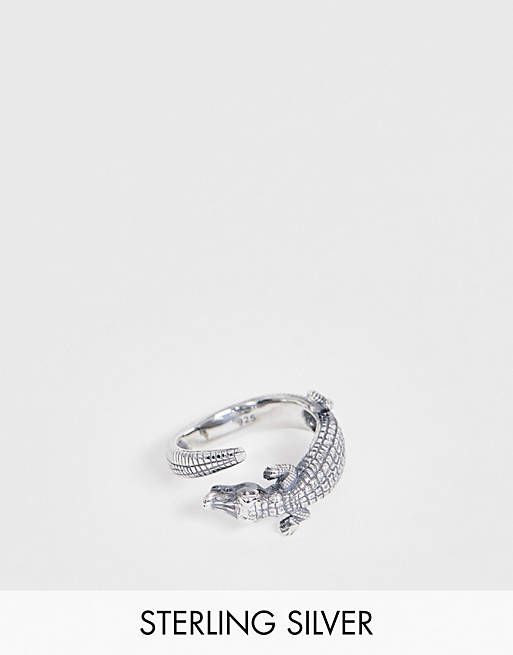 ASOS DESIGN – Ring aus Sterlingsilber im Krokodildesign