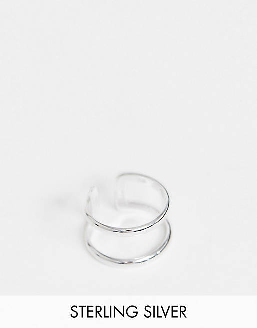 ASOS DESIGN – Ring aus Sterlingsilber mit Doppelband-Design in Silber