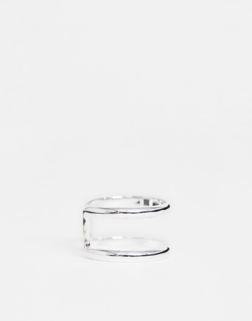 ASOS DESIGN – Ring aus Sterlingsilber mit Doppelband-Design in Silber, 4 von 4
