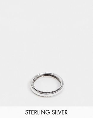 ASOS DESIGN – Ring aus Sterlingsilber mit strukturiertem Rand in Silber poliert