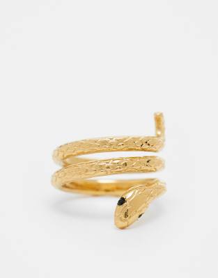 ASOS DESIGN - Ring aus wasserfestem Edelstahl im Schlangen-Design-Goldfarben