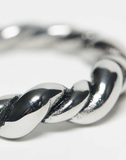 ASOS DESIGN – Ring aus wasserfestem Edelstahl in polierter Silberoptik mit verdrehtem, bauchigem Design, 2 von 3