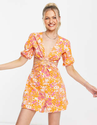 orange playsuit asos