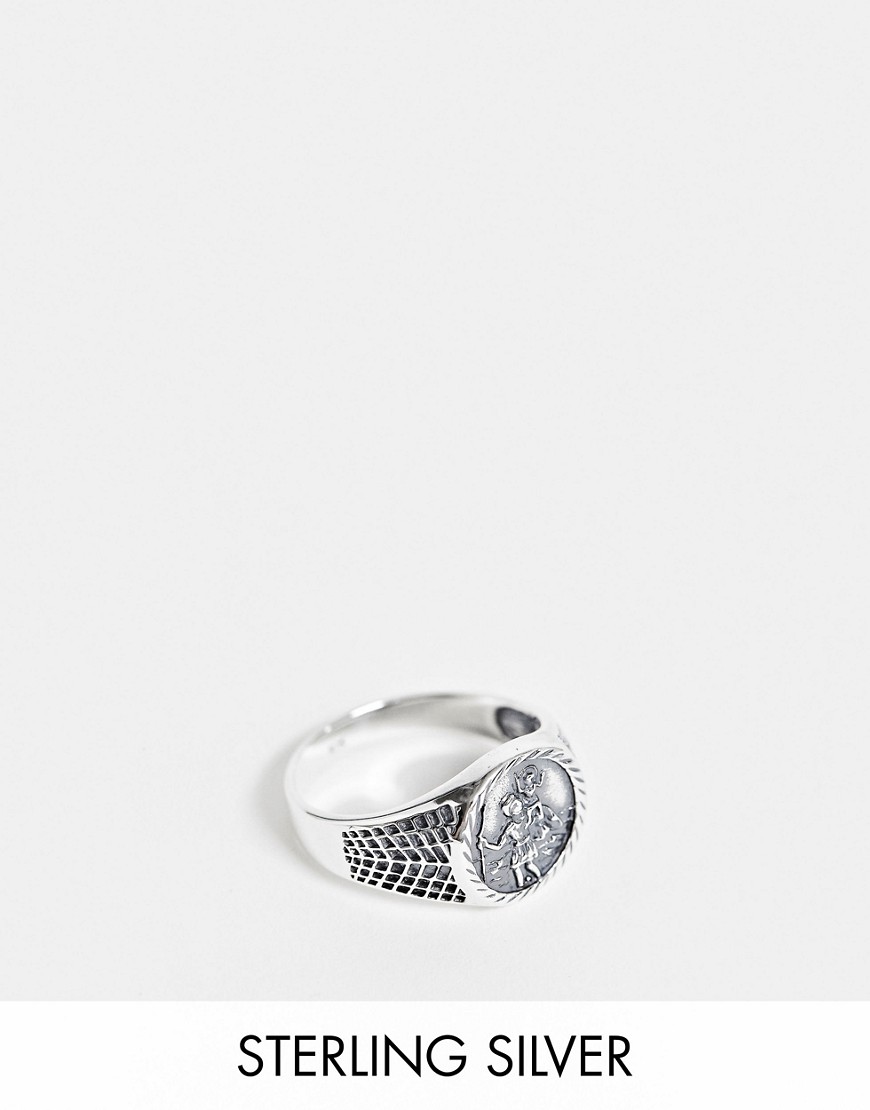 ASOS DESIGN – Ring i äkta silver med St Christopher