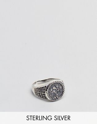 ASOS – DESIGN – Ring i äkta silver med St Christopher