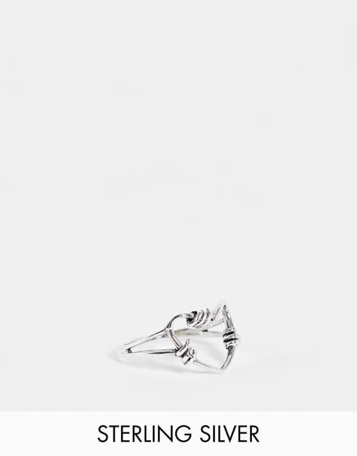 ASOS DESIGN – Ring i sterlingsilver med hjärta i taggtrådsdesign