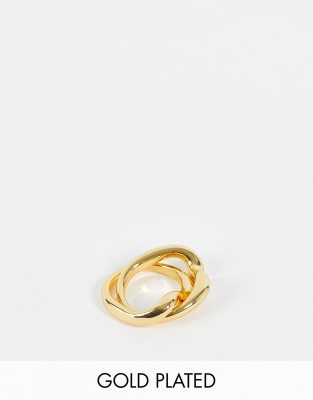 ASOS DESIGN - Ring im verdrehten Gliederdesign mit 14-karätiger Vergoldung-Goldfarben