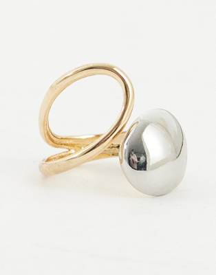 Ring im Wickel-Design aus verschiedenen Metallen-Mehrfarbig Mehrfarbig L