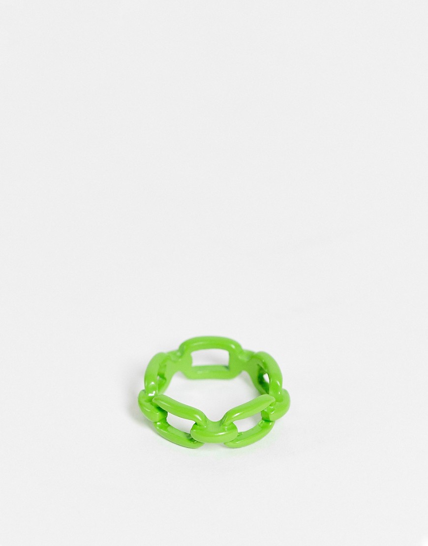 ASOS DESIGN ring in coated metal in apple green