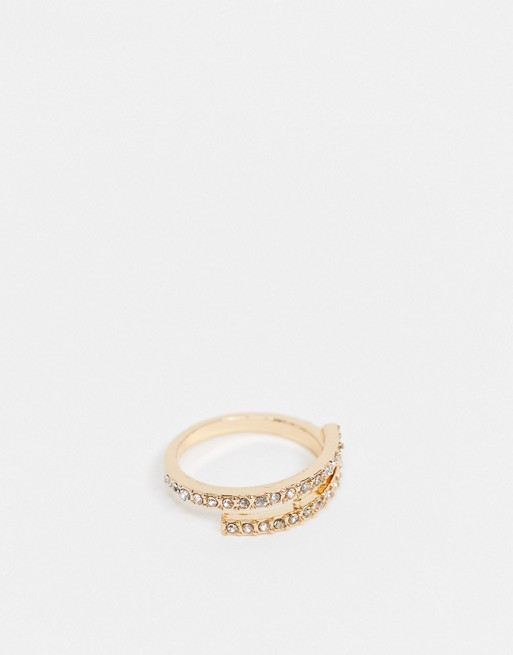 ASOS DESIGN ring in crystal design in gold tone