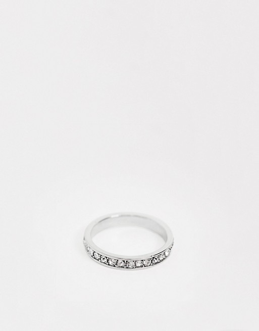 ASOS DESIGN ring in crystal eternity band in silver tone