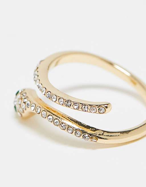 ASOS DESIGN – Ring in Gold im Schlangen-Design mit Schmucksteinbesatz, 2 von 4