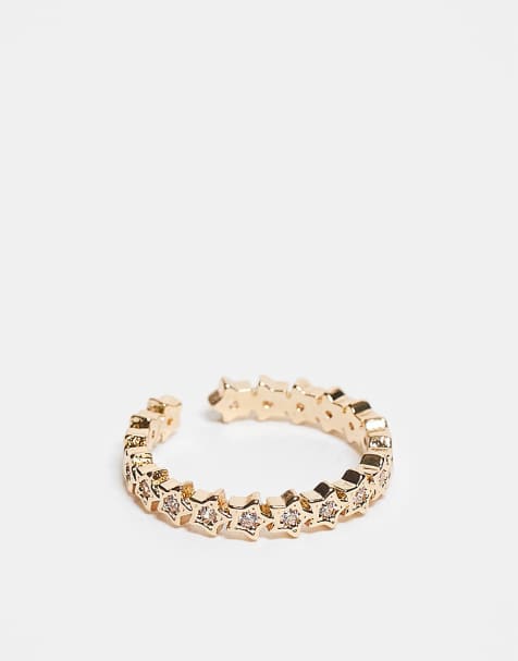 ASOS DESIGN ring in gold tone with diamante detail - view 1
