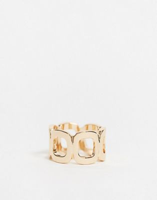 ASOS DESIGN ring in square chain detail in gold
