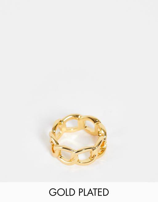 ASOS DESIGN - Ring med 14 karat guldbelægning i kædedesign