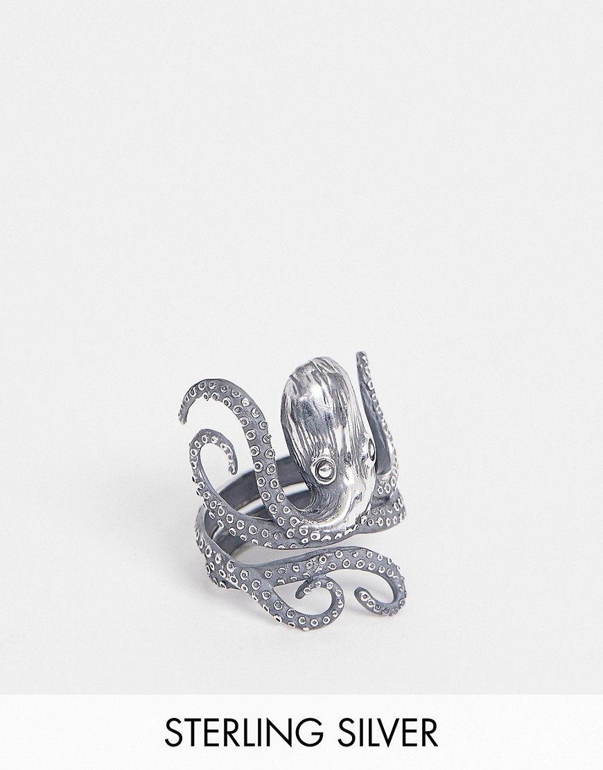 ASOS DESIGN – Ring med bläckfisk i äkta silver