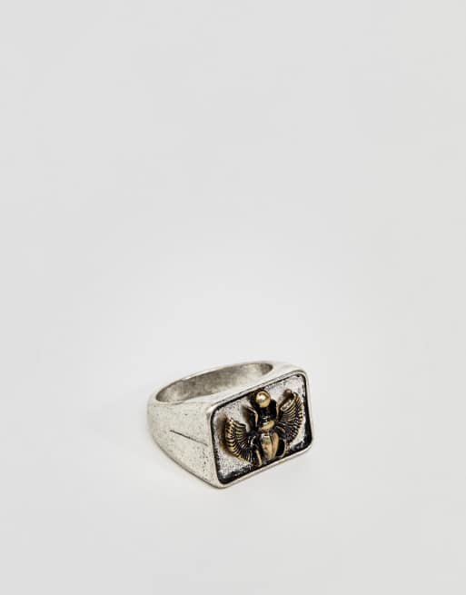 ASOS DESIGN - Ring med forskellige belægninger og ægyptisk bille 