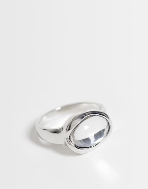 ASOS DESIGN ring med klar stenfatning i sølvfarvet finish - view 1