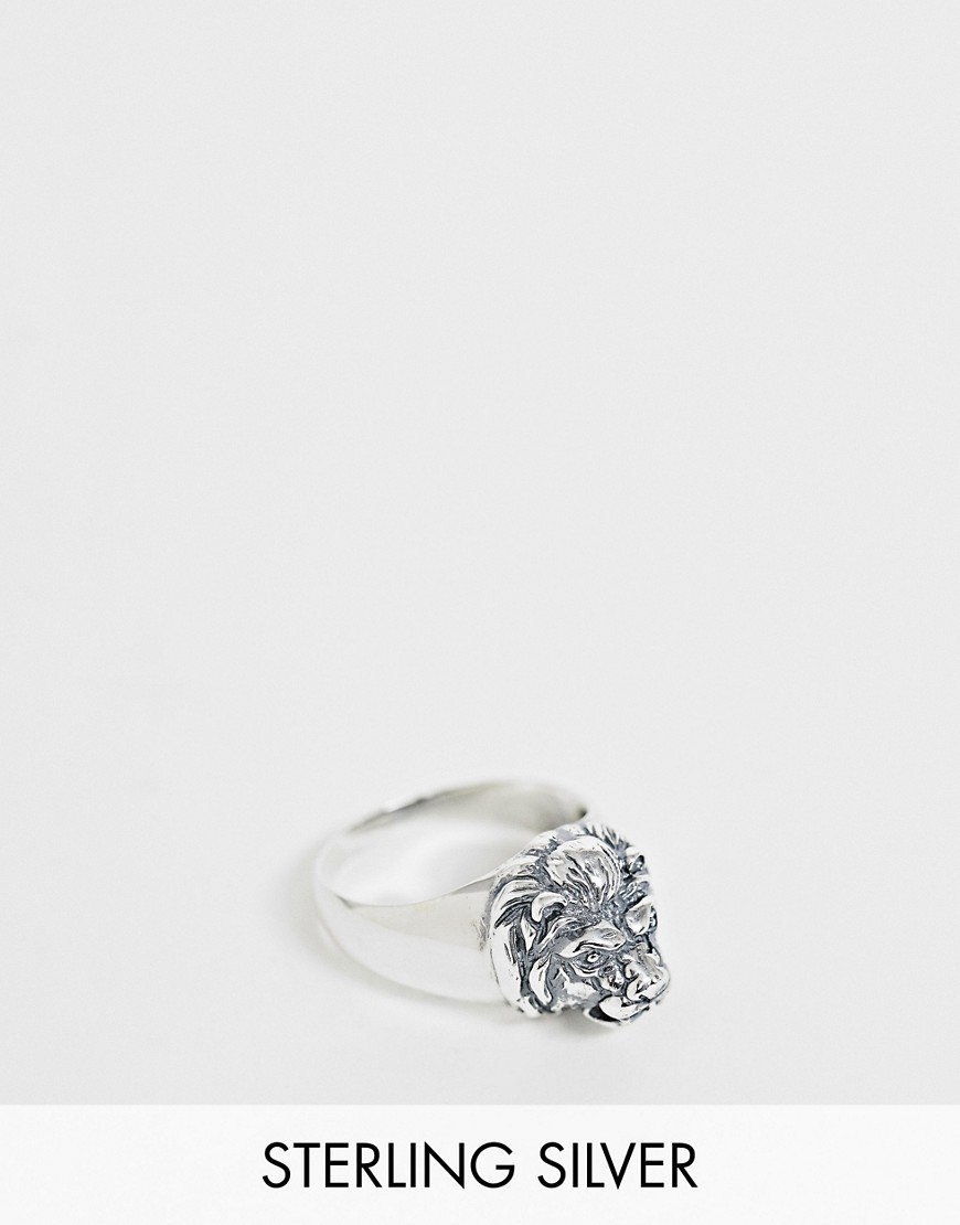 ASOS DESIGN – Ring med lejon i äkta silver