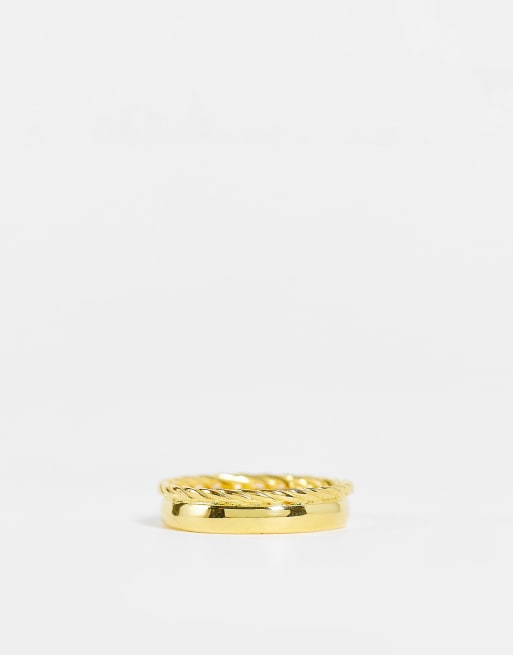 ASOS DESIGN - Ring med to rækker og snoet design i guldbelagt sterlingsølv, 2 af 4