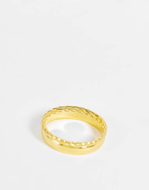 ASOS DESIGN - Ring med to rækker og snoet design i guldbelagt sterlingsølv, 3 af 4