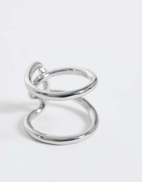 ASOS DESIGN ring med tråddesign i silverton - view 1