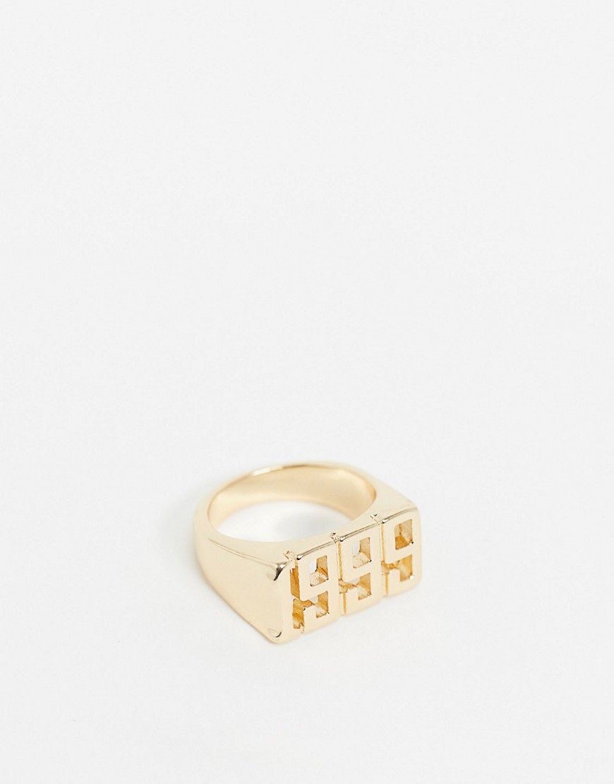 ASOS DESIGN - Ring met 1999 geboortedatum in goud