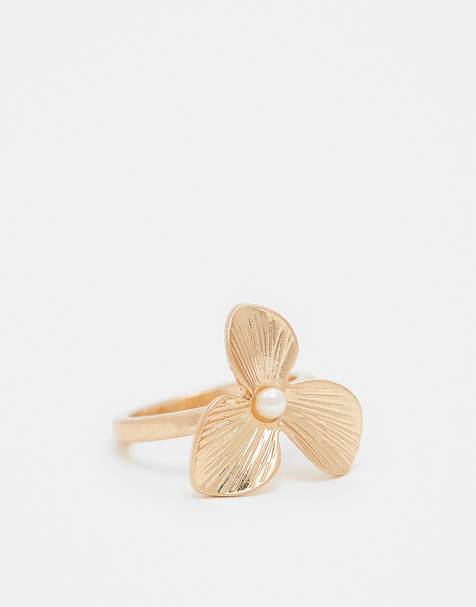 ASOS DESIGN - Ring met bloemenontwerp in goudkleur - view 1
