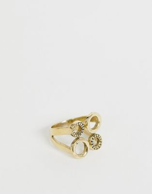 ASOS DESIGN - Ring met cirkelontwerp met uitsnijding in goud