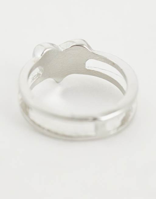 ASOS DESIGN - Ring met dubbele band en hart in zilverkleur, 3 van 3