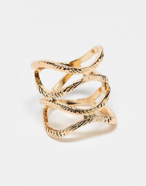 ASOS DESIGN - Ring met gedraaid detail in goudkleur - view 1