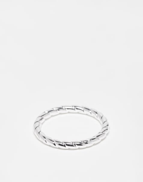 ASOS DESIGN - Ring met gedraaid detail van sterling zilver in zilverkleur - view 1