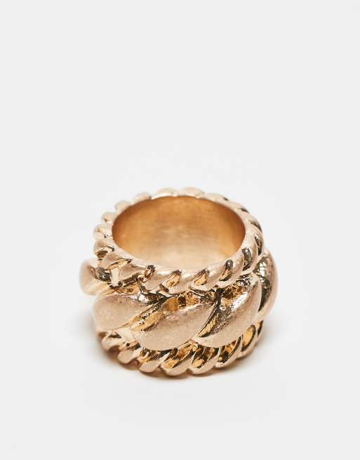 ASOS DESIGN - Ring met gedraaid ontwerp in geborstelde goudkleur