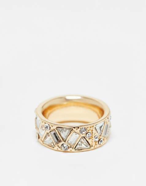 ASOS DESIGN - Ring met gemengde kristallen in goudkleur - view 1