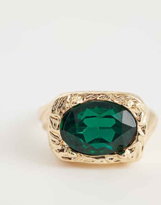 ASOS DESIGN - Ring met gesmolten smaragdsteen in goud, 3 van 3